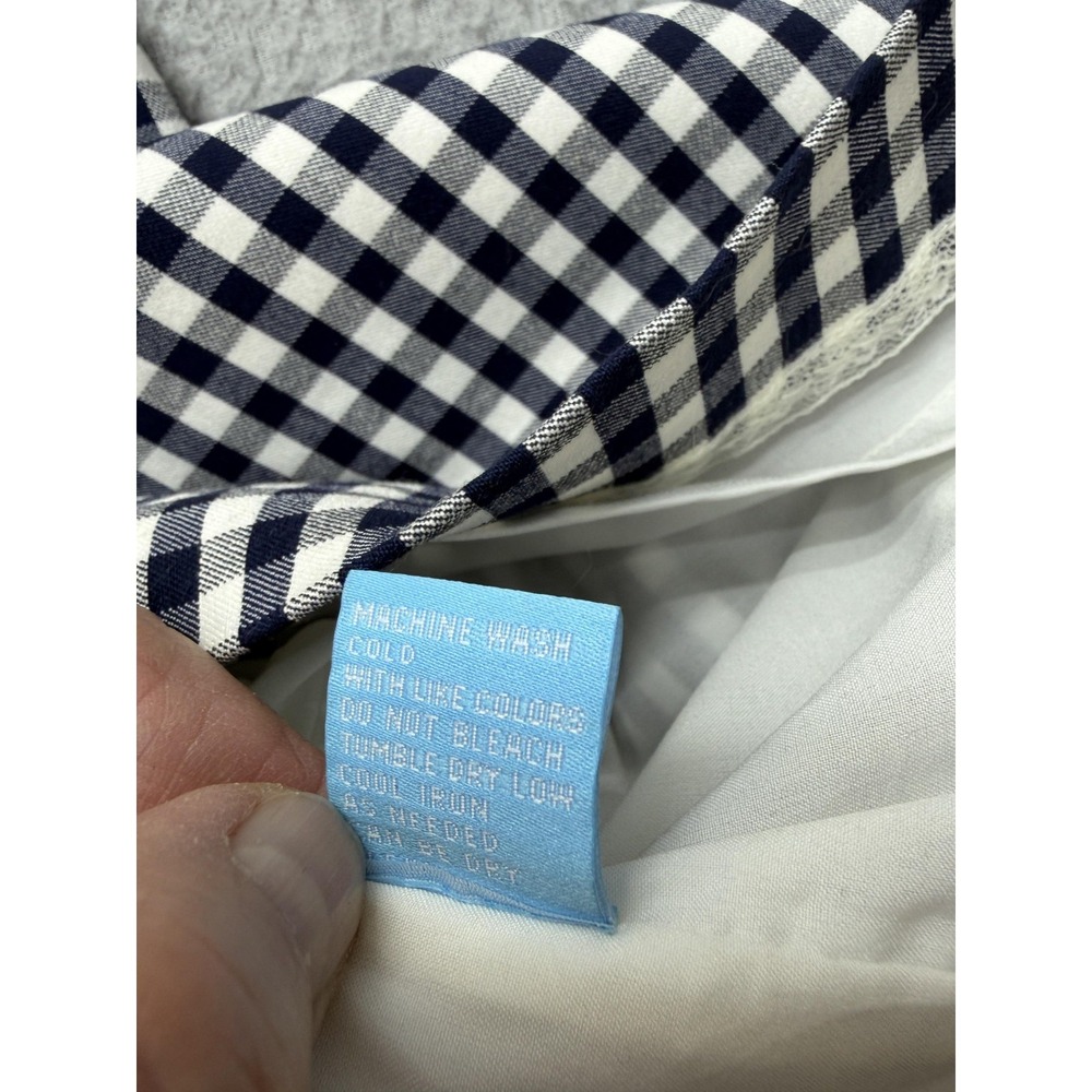 J McLaughlin Dress Womens 6 Blue Gingham Ruffle‎ Sheath Sleeveless Knee Length - Picture 14 of 15